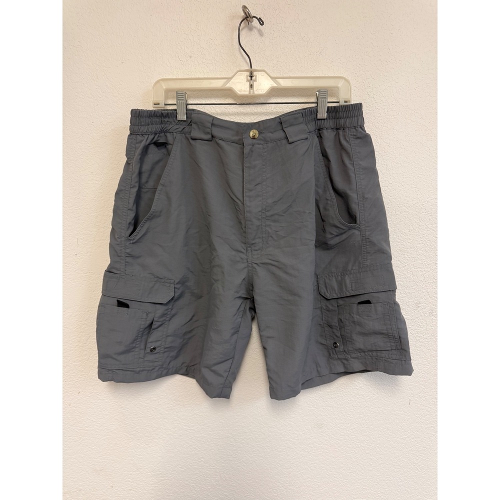 Spicy Tuna Men's XL Gray Nylon Cargo Fishing Shorts Elastic Waist